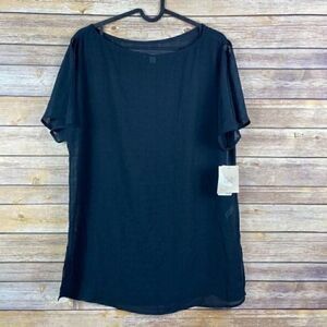 14th & Union Sheer Blouse Black Size S